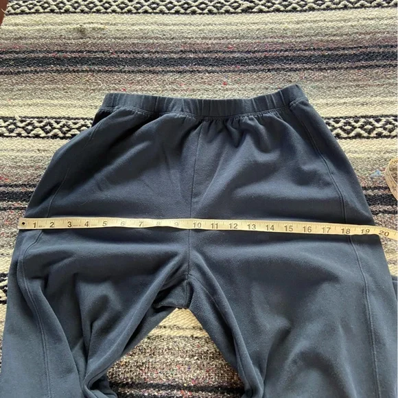 Soft Surroundings Navy Blue Elastic Waist Lounge Pants Straight Leg Side Buttons - Picture 3 of 11